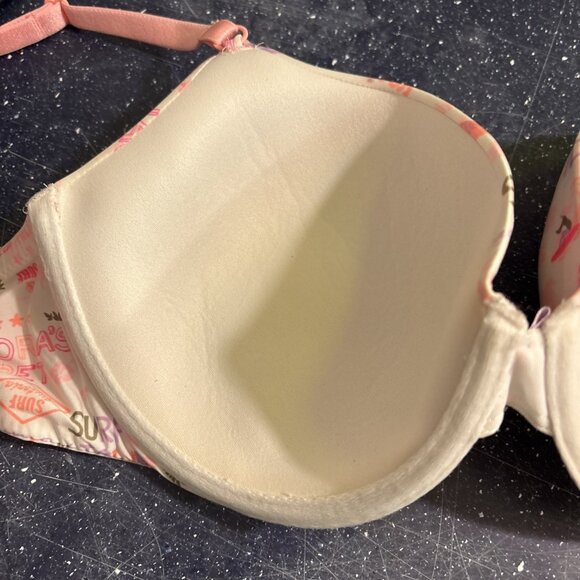 Victoria’s Secret Bikini Top Bra 34DD Swim Wear Spellout Hawaii Print Flamingo - Picture 5 of 7